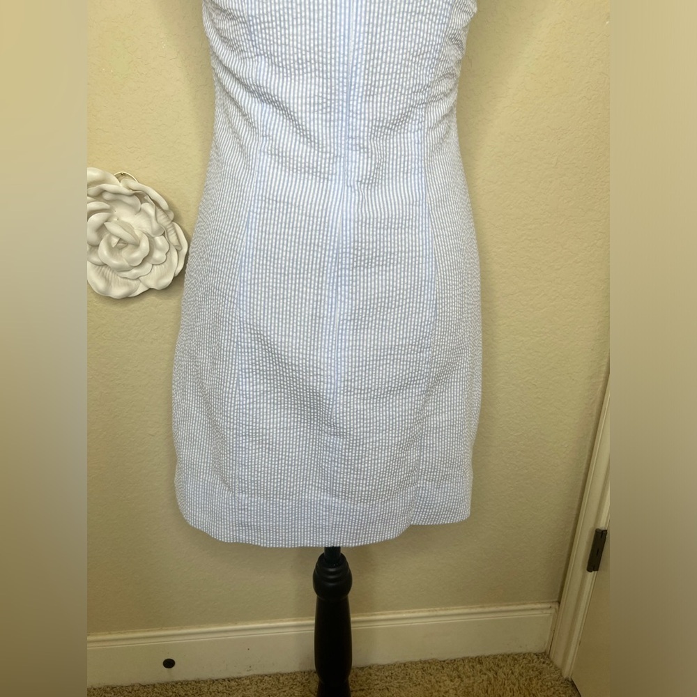 NTM: Lauren James Light Blue & White with Ruffles Seersucker Bailey Dress Sz XS - Picture 12 of 16